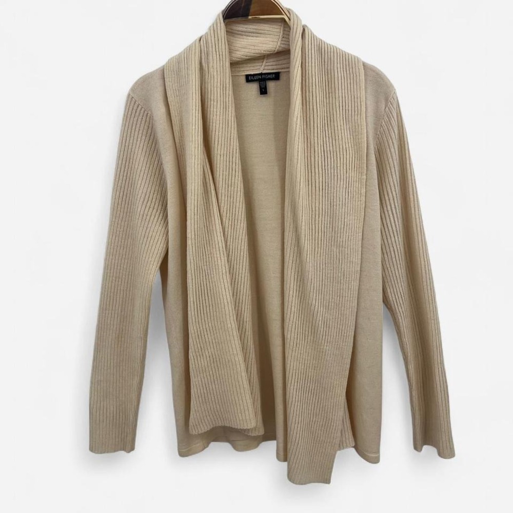 Eileen Fisher‎ 100% Merino Wool Open Front Cardigan